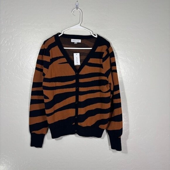 Amour Vert Sweaters - Amour Vert Cardigan Sweater Womens Medium Tessa Orange Black Organic Cotton NEW